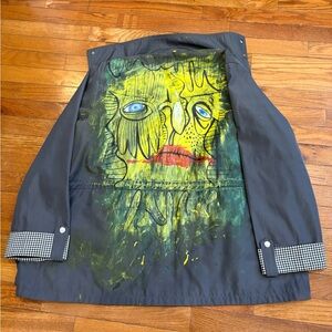 Artistic Gray Windbreaker Jacket